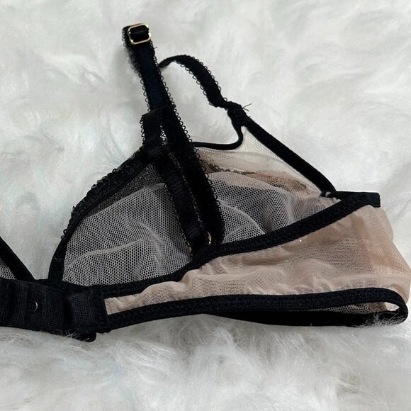 Victoria Secret Bralette Sheer Black Embellished Sequins Bra Size S/P - Picture 3 of 8